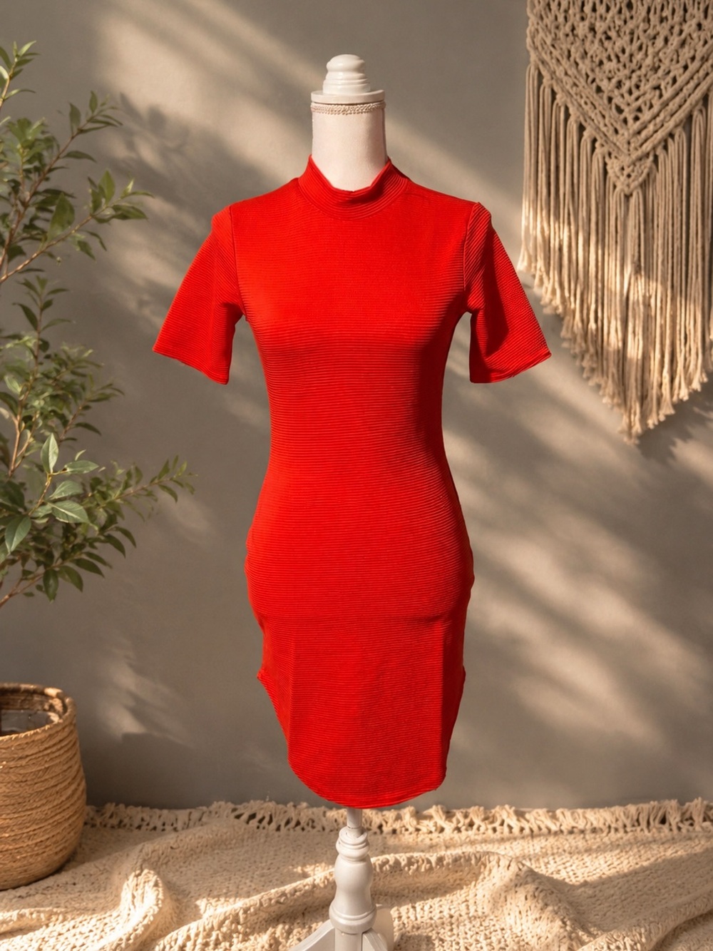 Boohoo Vibrant Red Midi Dress